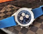 Replica Breitling Navitimer Rubber Strap Watch Blue Moonphase Dial